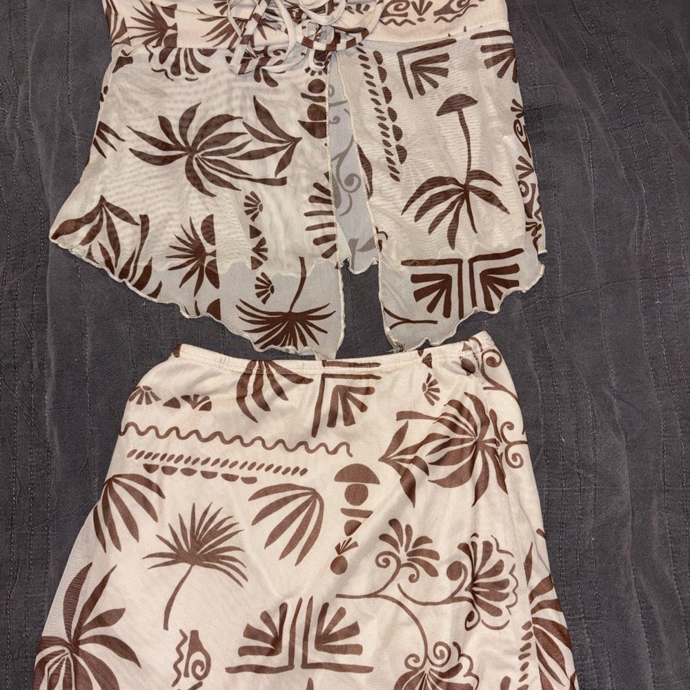 Brown and White Patterned Women's Shorts